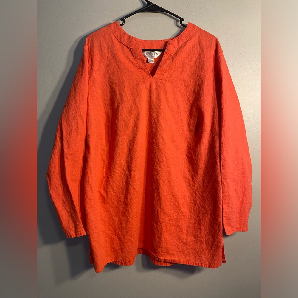 Item 103 Unbranded Woman’s Orange Long-Sleeve Linen Shirt